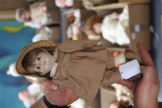 An AM baby , bent limb body, 10in. and a Google Artist doll, 11in. (2)